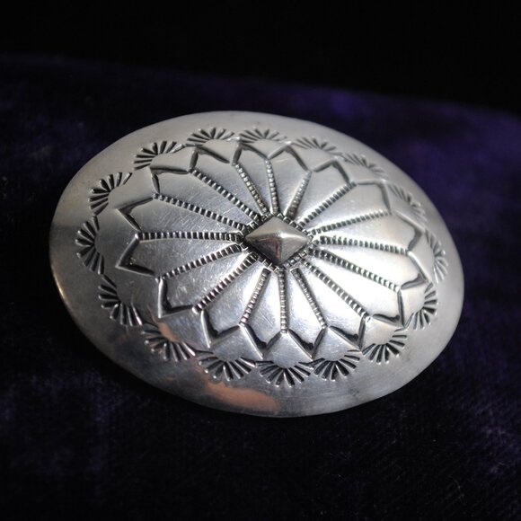 Vintage Navajo Concho Sterling Silver Brooch - Picture 2 of 9